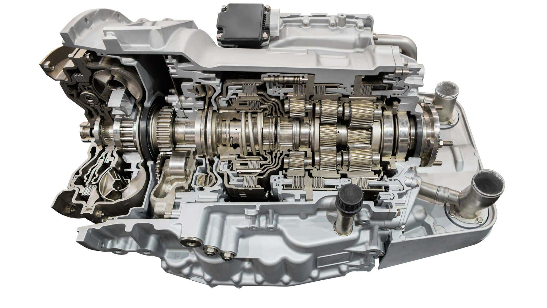 The guts of an automatic transmission. 自动变速器的肠道。