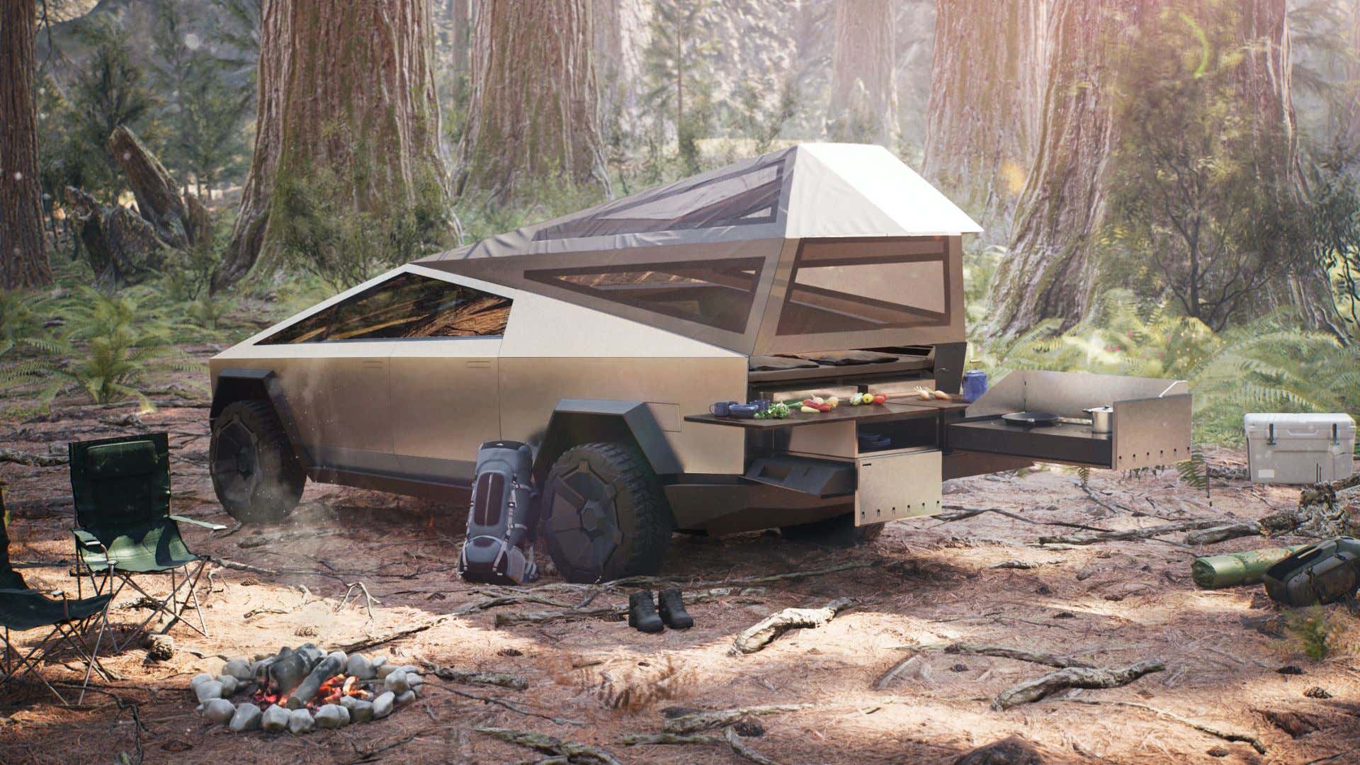 Tesla's camping attachment for the Cybertruck. Tesla为Cyber Struck露营附件。