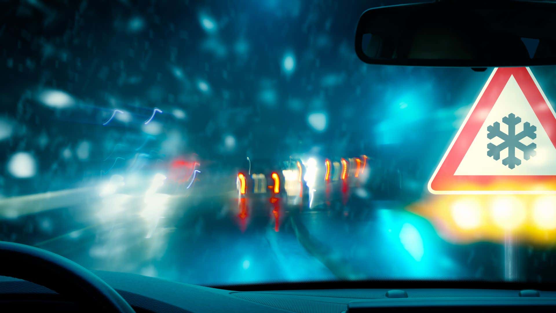 Be extra careful for black ice at night. 晚上对黑冰进行额外的小心。